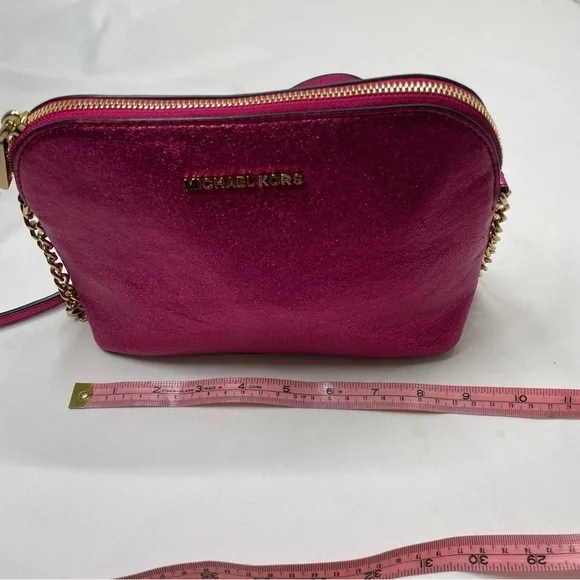 Michael Kors Metallic Pink Leather Crossbody Bag - Picture 8 of 9